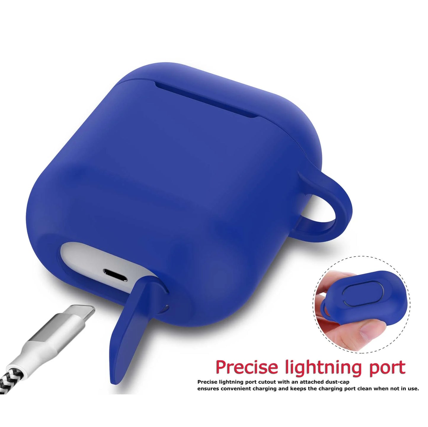 Airpods 1 & 2 Silicone Case, Airpods Case with Keychain, Shockproof Protective Premium Silicone Cover Skin for Apple Airpods 1St & 2Nd -Blue