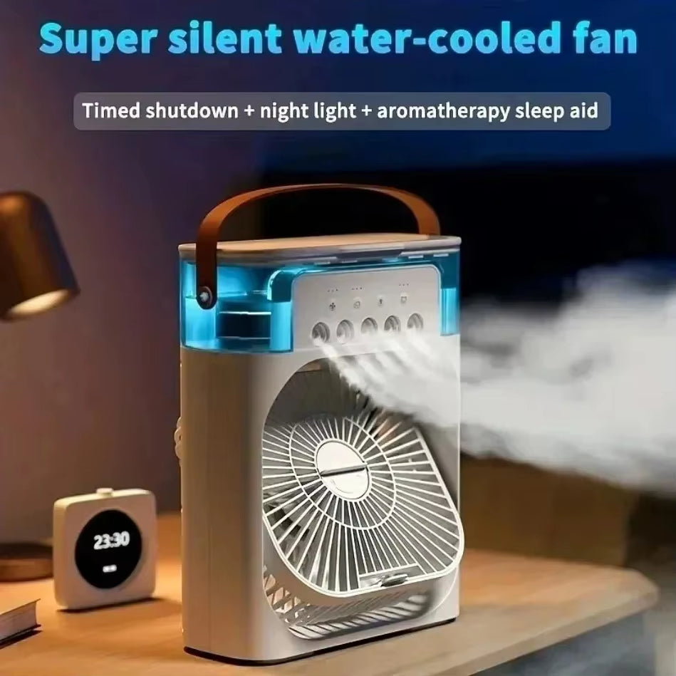 Portable Fan Air Conditioners USB Electric Fan Air Cooler LED Night Light Water Mist Fun 3 in 1 Air Humidifier for Home