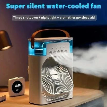 Portable Fan Air Conditioners USB Electric Fan Air Cooler LED Night Light Water Mist Fun 3 in 1 Air Humidifier for Home